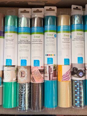 Cricut Vinyl Bundle 12 Rolls Holographic Metallic + Iron-On NEW